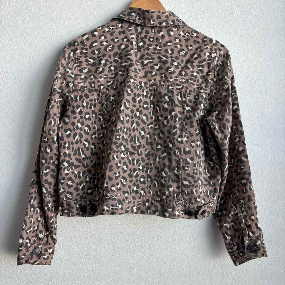 Rails Steffi Mountain Leopard-Print Cropped Button Up Jacket TencelLyocell Linen
